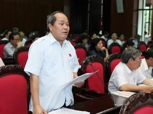 NA deputy from central Quang Nam province Ngo Van Minh presenting his opinion (Source: VNA)